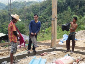 For the most part only 3 young men work together with the builder. Everything is done by hand. They do a very good job.