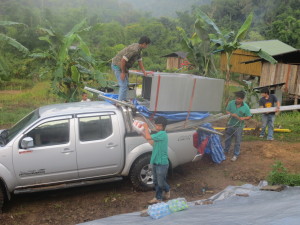 Here is the heavily loaded truck that the 5 electricians were in. That box on the top is EXTREMELY heavy!