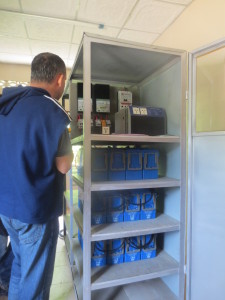 In our storeroom this cabinet takes up a LOT of space. This side contains all the switches, breakers, inverters and batteries. The other side is empty.