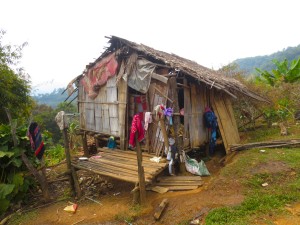 The houses in NeLeeGwee are in poor repair, because this village is kind of like the opium capital of our mountain villages.
