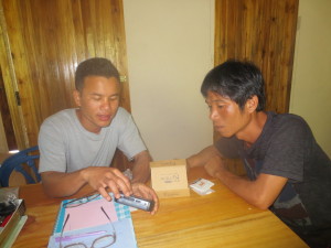 DeHe, learning how to use his new audio Bible