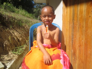 SoRaChi after his first bath.  The sun warmed him and helped his skin.