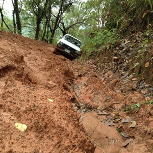 Seems like you cannot help but slide in because of the camber of the road.