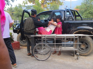 She suffered extreme pain on the way in to the clinic.  