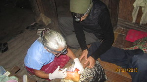 Lidocaine injection preceding the sutures.