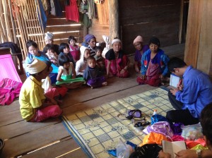 It is the same routine. We treat roomful after roomful of patients and pray with each group, then we eat their food, have a very brief worship in this village. They are not so attracted to it as the others.