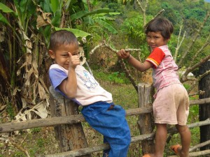 The children greet us as we enter the village
