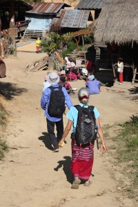 Entering the village